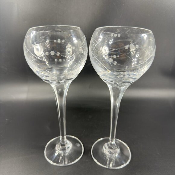Royal Doulton PRECIOUS Pattern Clear Crystal Goblet Etched Glasses Cups Set 2 - Picture 16 of 16